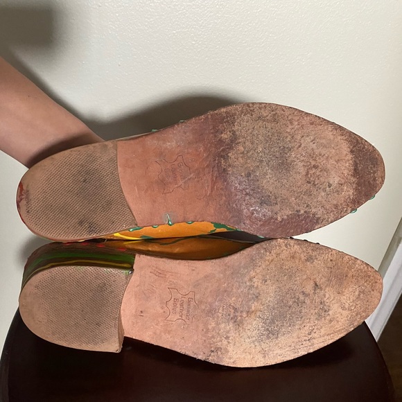 Hand Painted Vintage Leather Clogs - Unisex - Picture 12 of 16